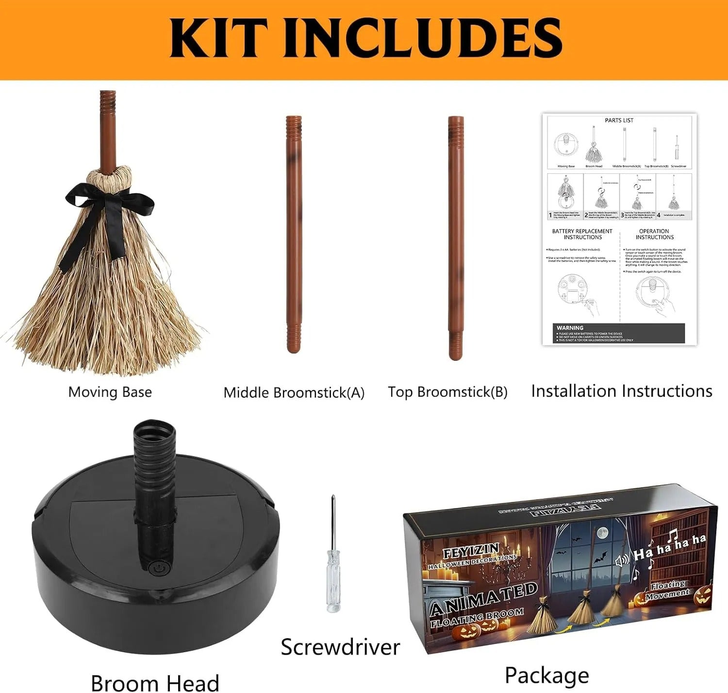 Floating witch’s broom – Moves and dances with sound and touch Homezys
