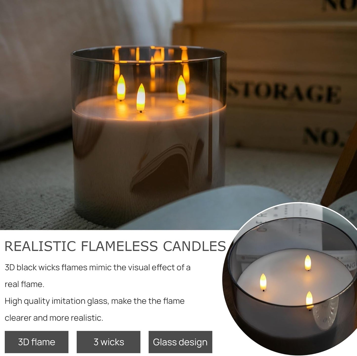 Extra Large LED Glass Candles — Cozy Atmosphere with Remote Control Homezys