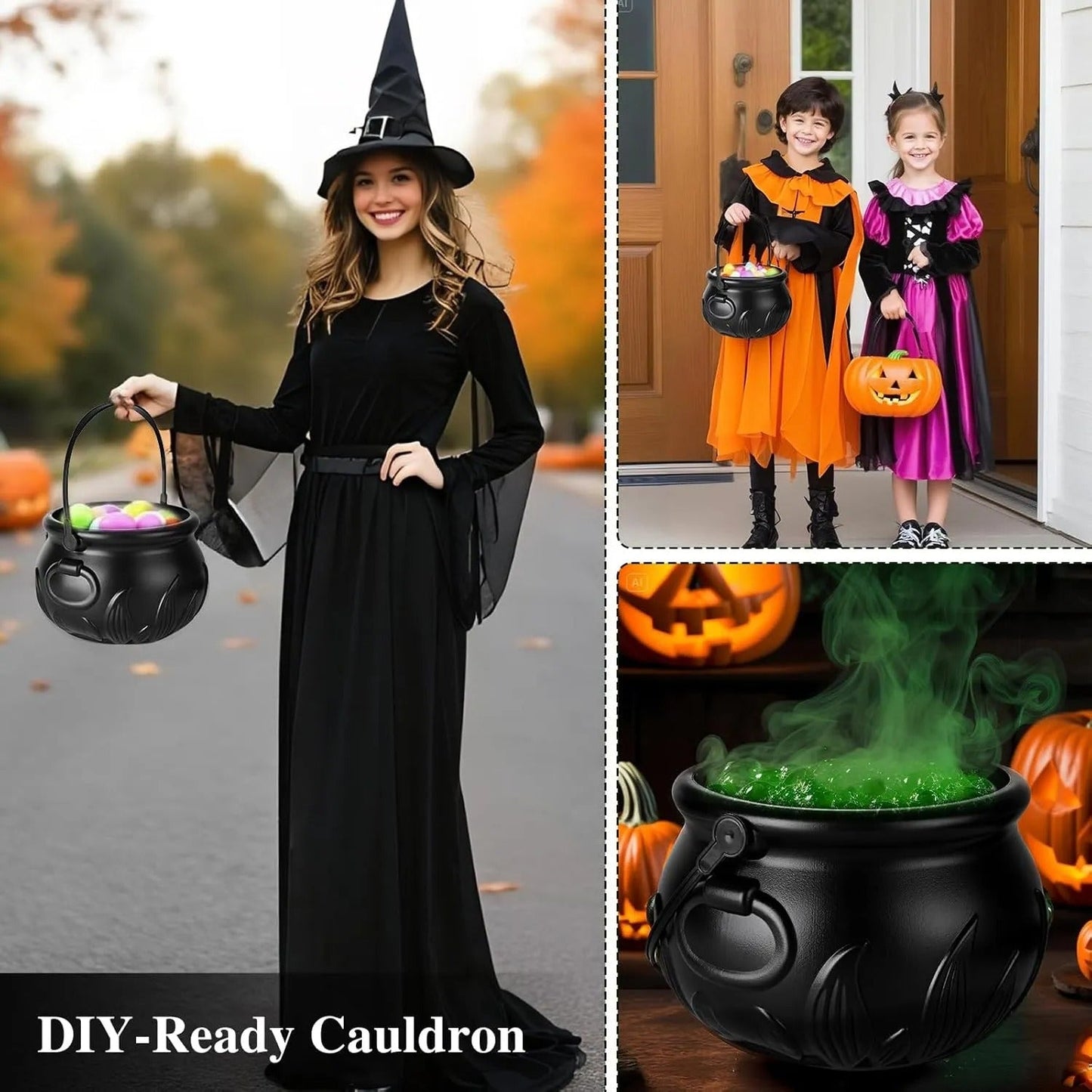 Spooky witch’s cauldron – Fog and floating magic bottle feature Homezys