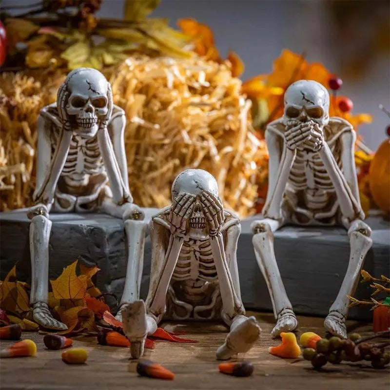 Drei weise Skelette — Kamin-Deko für Halloween Mivoza Deutschland