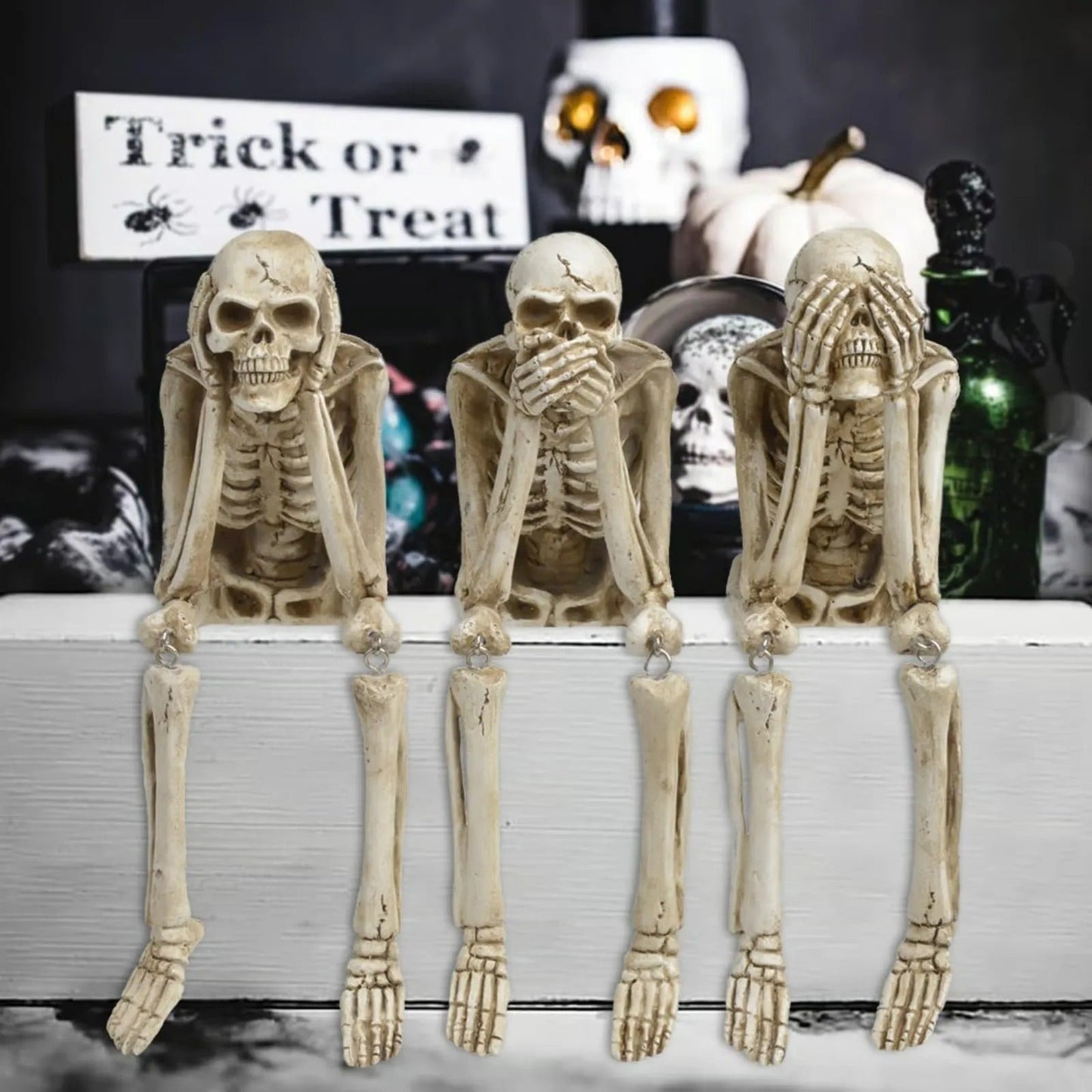 Drei weise Skelette — Kamin-Deko für Halloween Mivoza Deutschland