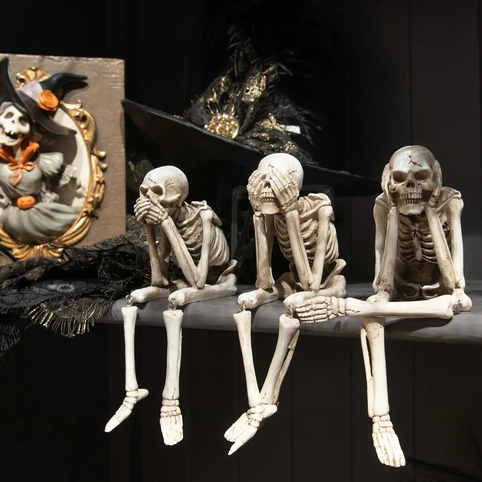 Drei weise Skelette — Kamin-Deko für Halloween Mivoza Deutschland