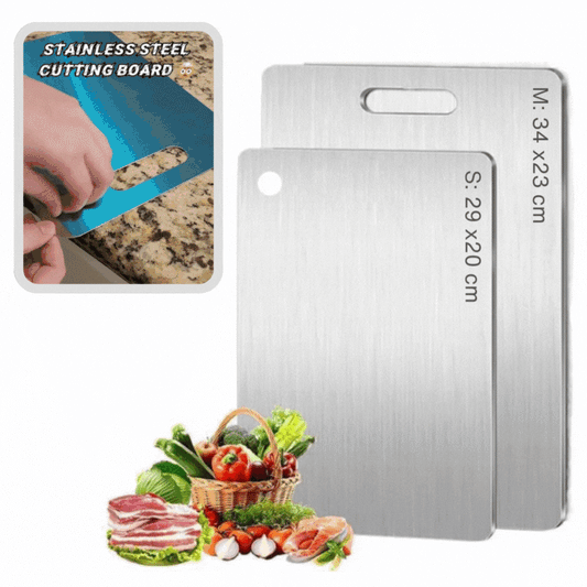 Double-sided stainless steel chopping board - hygienic, robust & versatile Zorenza