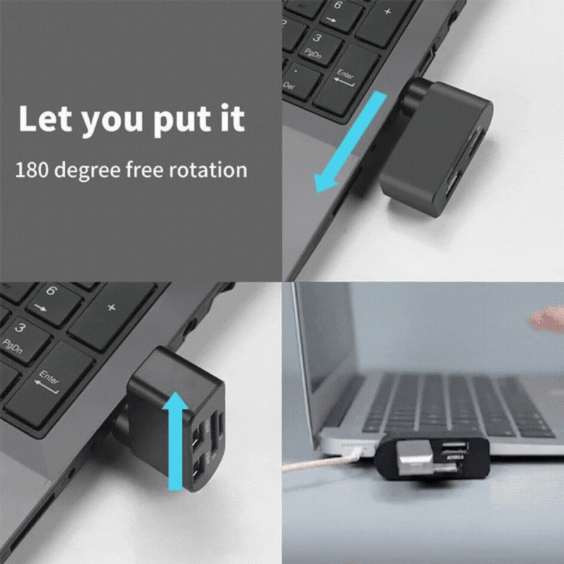 4-in-1 rotatable USB hub - Flexible & space-saving connection Zorenza