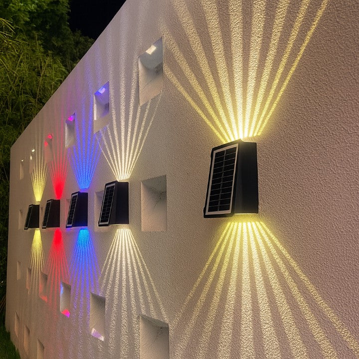 4-Sided RGB Solar Wall Light with Colour & Brightness Control Homezys