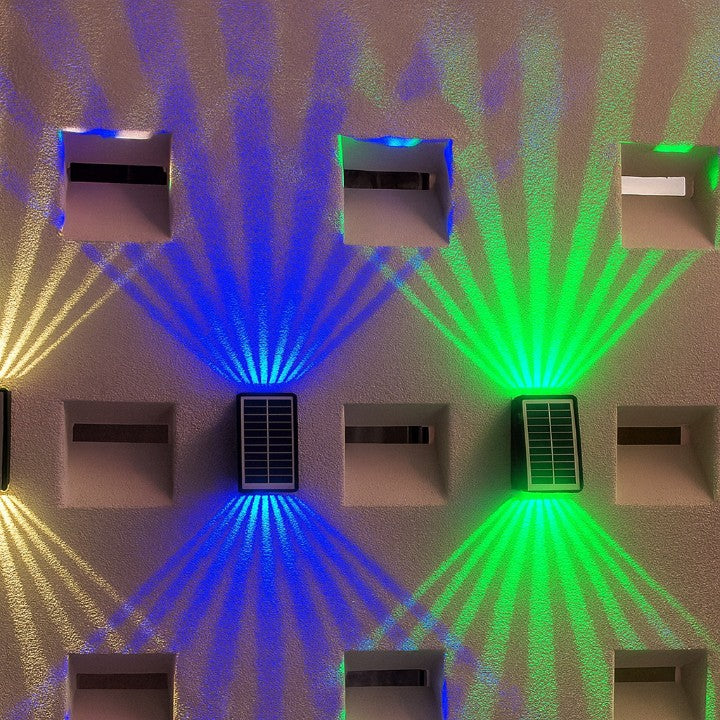 4-Sided RGB Solar Wall Light with Colour & Brightness Control Homezys