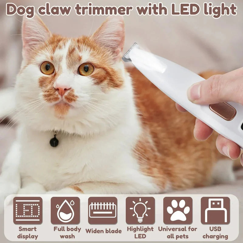 Waterproof Pet Clipper with LED Light – Stress-Free Grooming Homezys