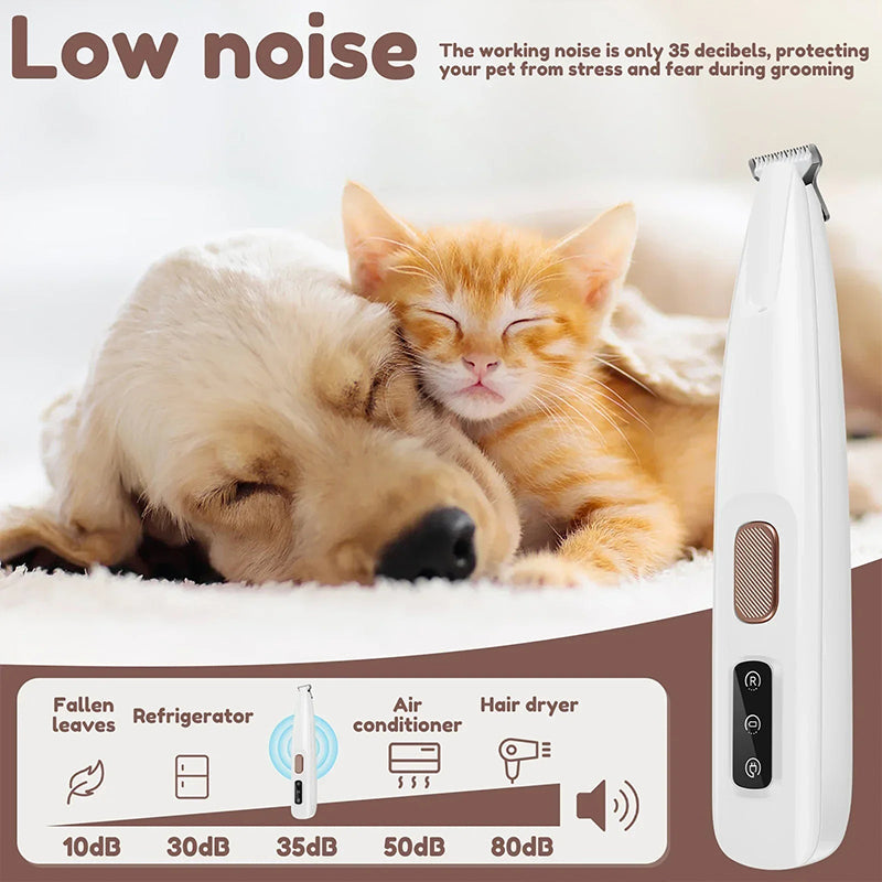 Waterproof Pet Clipper with LED Light – Stress-Free Grooming Homezys